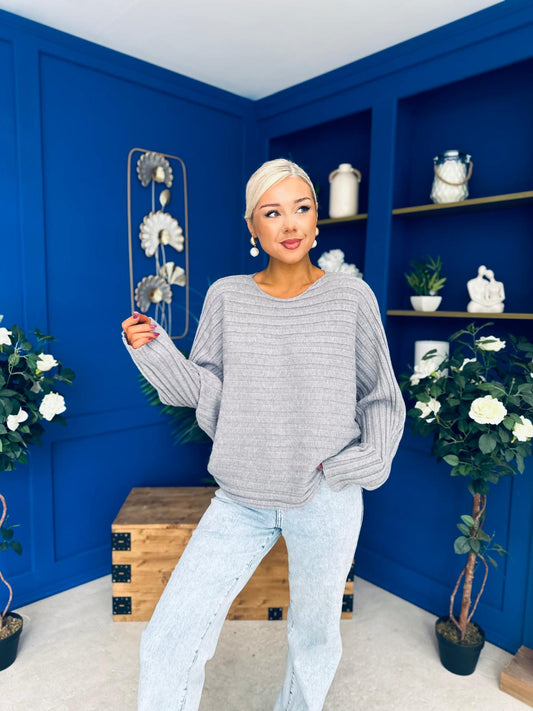 Lila Detailed Knit Jumper Grey