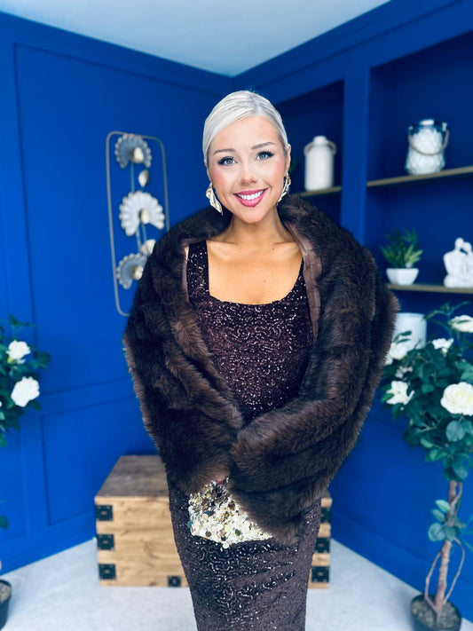 Tiana Faux Fur Shawl Coco