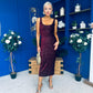 Mabel Sequin Occasion Dress Burgundy