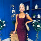 Mabel Sequin Occasion Dress Burgundy
