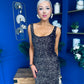 Mabel Sequin Occasion Dress Black Gold