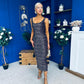 Mabel Sequin Occasion Dress Black Gold