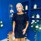 Selena Open Back Sequin Mini Dress Black