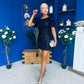Selena Open Back Sequin Mini Dress Black