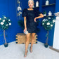 Selena Open Back Sequin Mini Dress Black