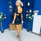 Selena Open Back Sequin Mini Dress Black