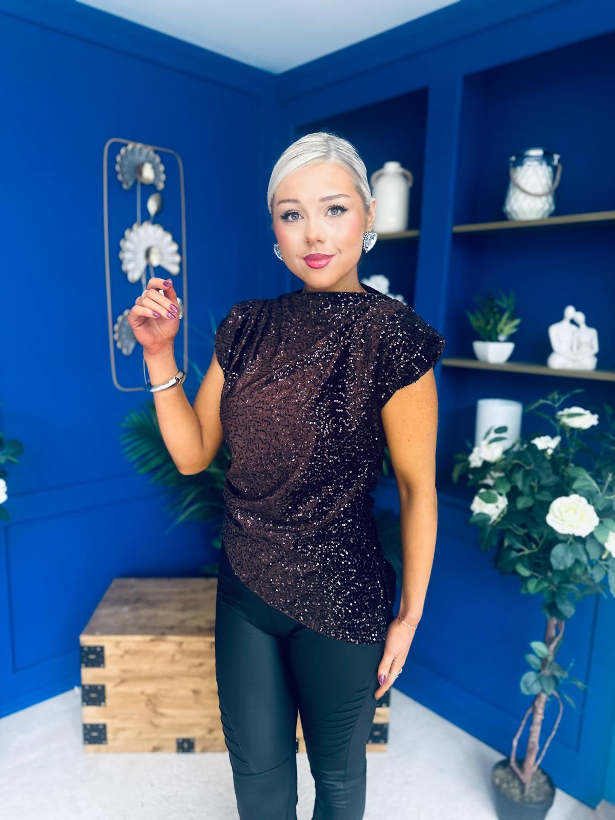 Yvette Detailed Sequin Longline Top Coco