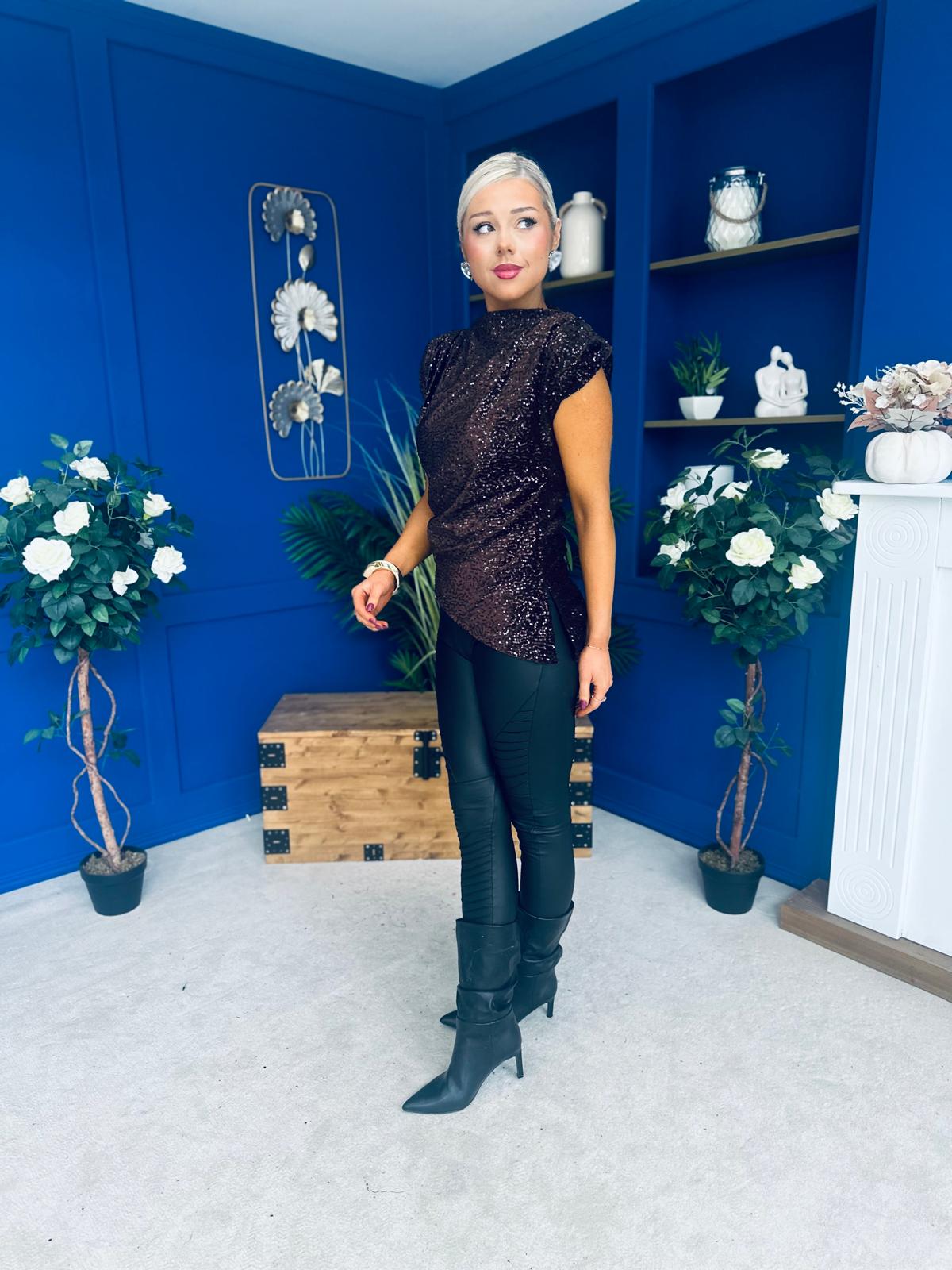 Yvette Detailed Sequin Longline Top Coco