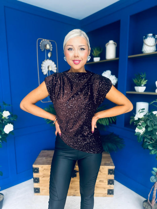 Yvette Detailed Sequin Longline Top Coco