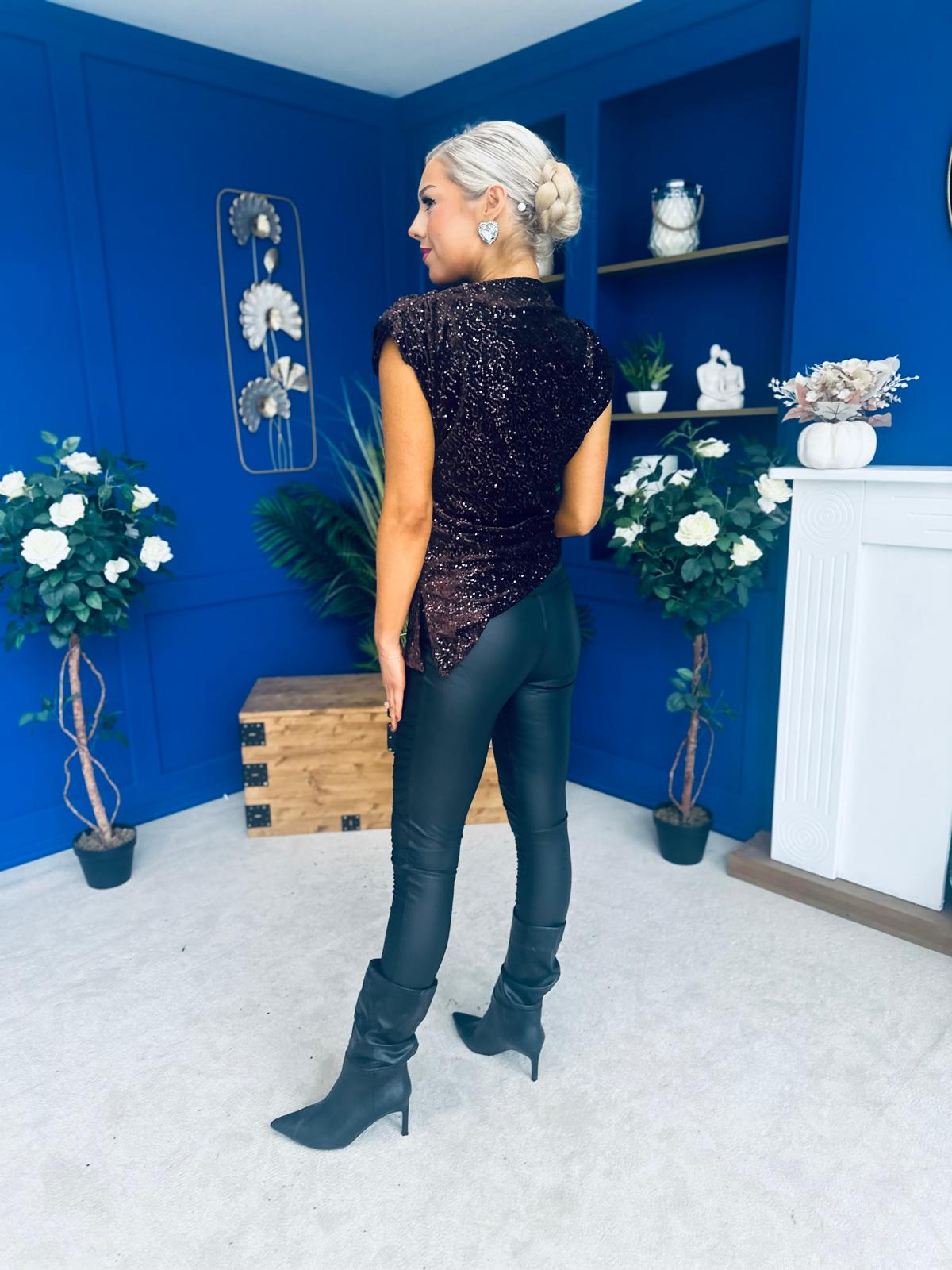 Yvette Detailed Sequin Longline Top Coco