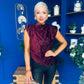 Yvette Detailed Sequin Longline Top Burgundy
