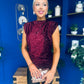 Yvette Detailed Sequin Longline Top Burgundy