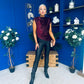 Yvette Detailed Sequin Longline Top Burgundy