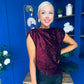 Yvette Detailed Sequin Longline Top Burgundy