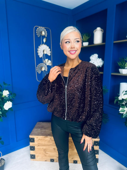 Cody Sequin Bomber Jacket Coco