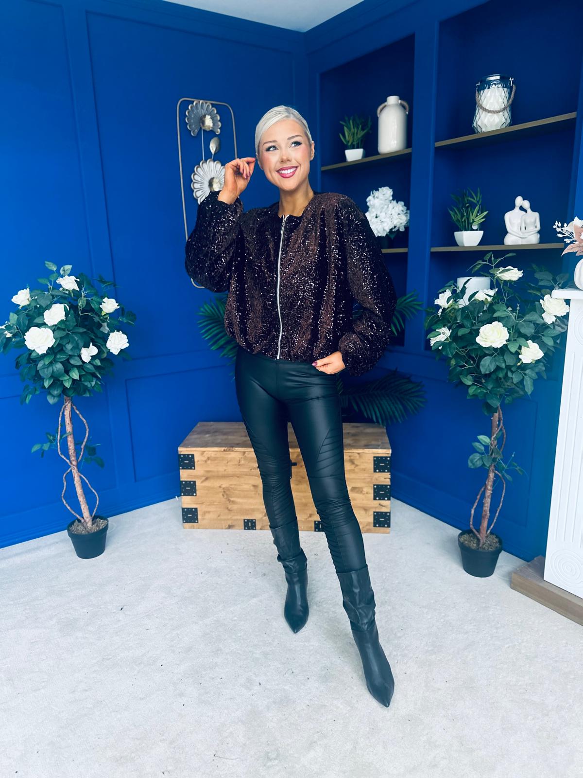 Cody Sequin Bomber Jacket Coco