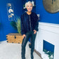 Cody Sequin Bomber Jacket Navy