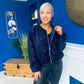 Cody Sequin Bomber Jacket Navy