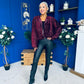 Cody Sequin Bomber Jacket Burgundy
