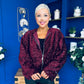 Cody Sequin Bomber Jacket Burgundy