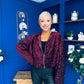 Cody Sequin Bomber Jacket Burgundy