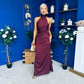 Jayden Halterneck Occasion Dress Burgundy
