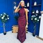 Jayden Halterneck Occasion Dress Burgundy
