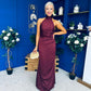 Jayden Halterneck Occasion Dress Burgundy