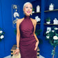 Jayden Halterneck Occasion Dress Burgundy