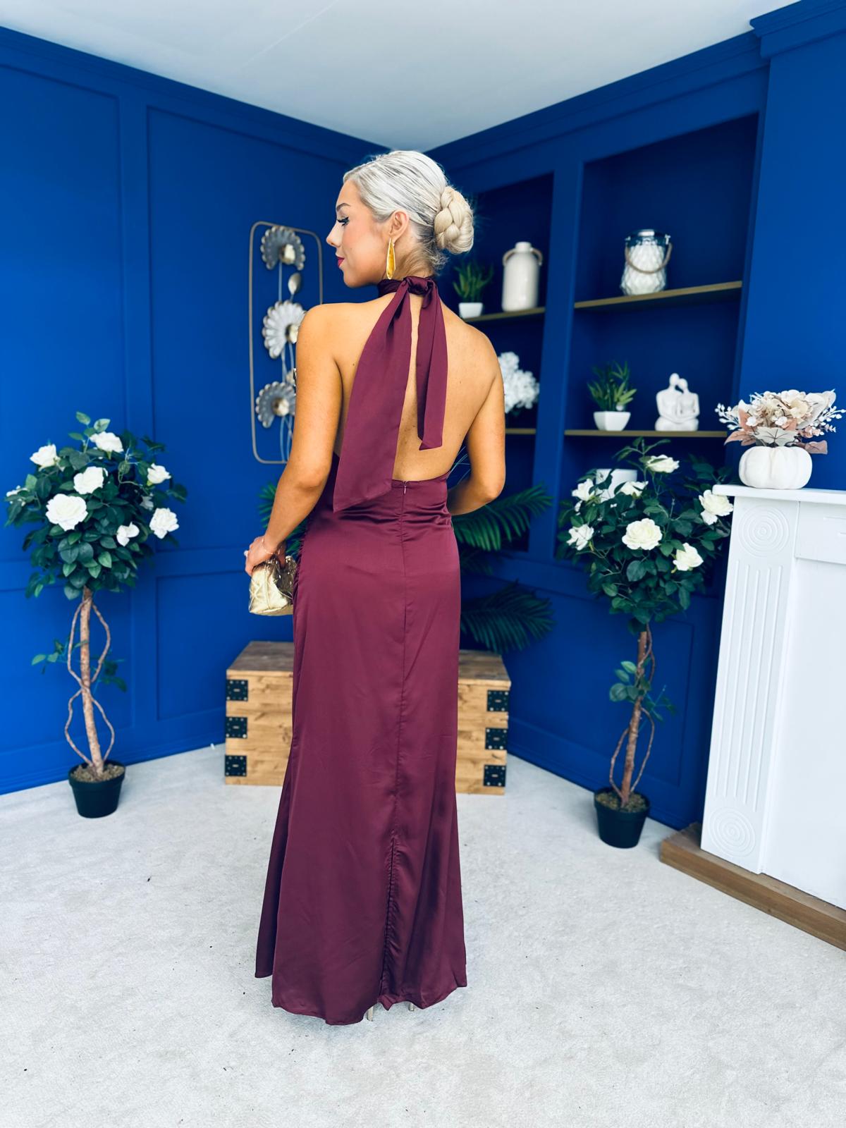 Jayden Halterneck Occasion Dress Burgundy