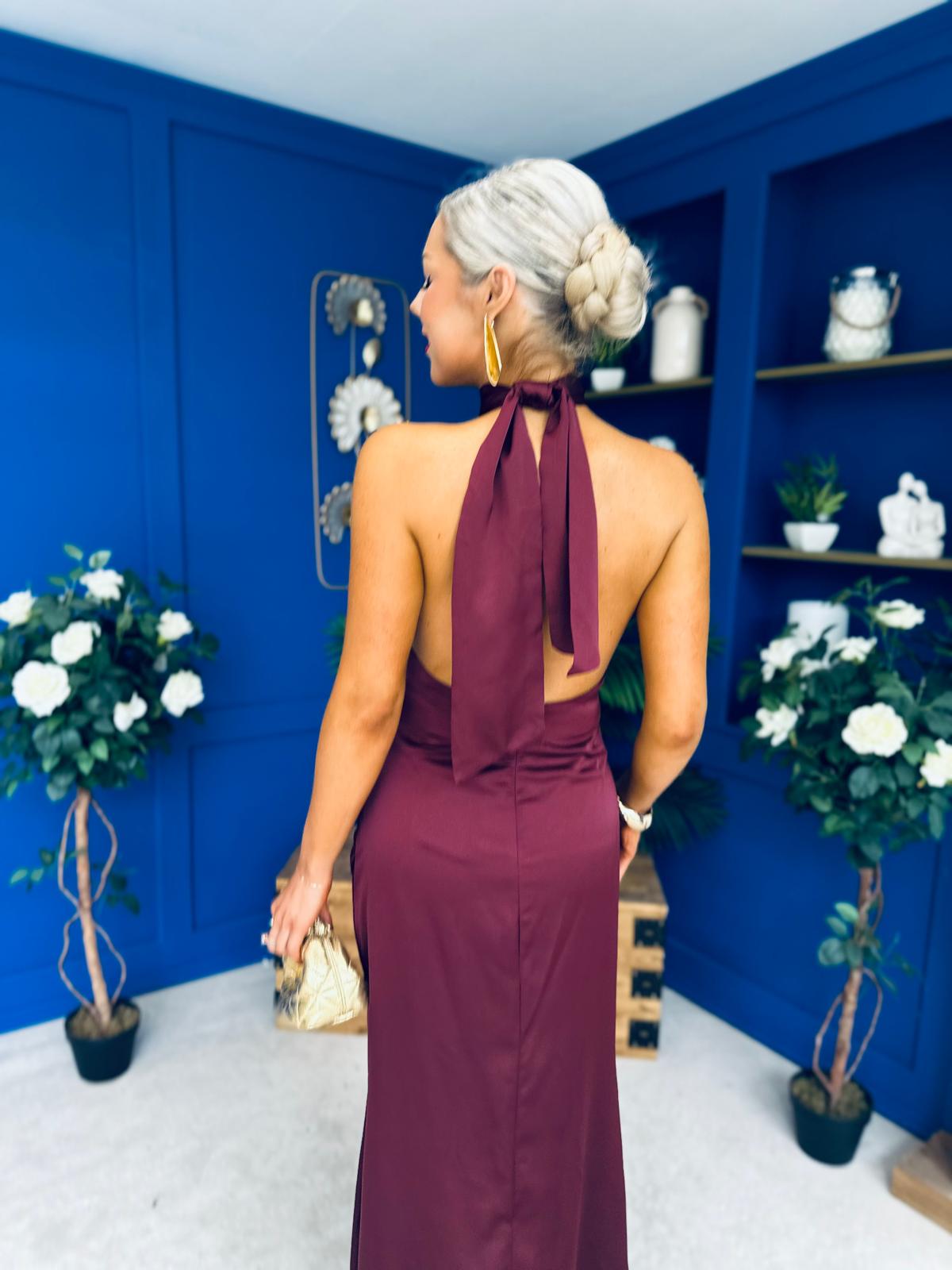 Jayden Halterneck Occasion Dress Burgundy