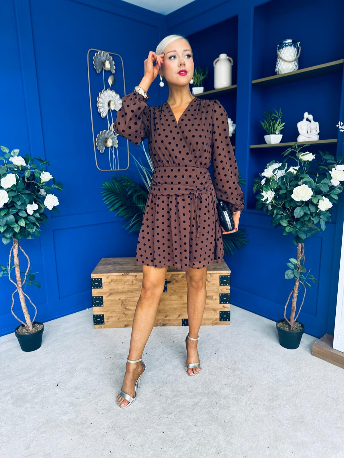 Karen Banded Mini Dress Polka Coco