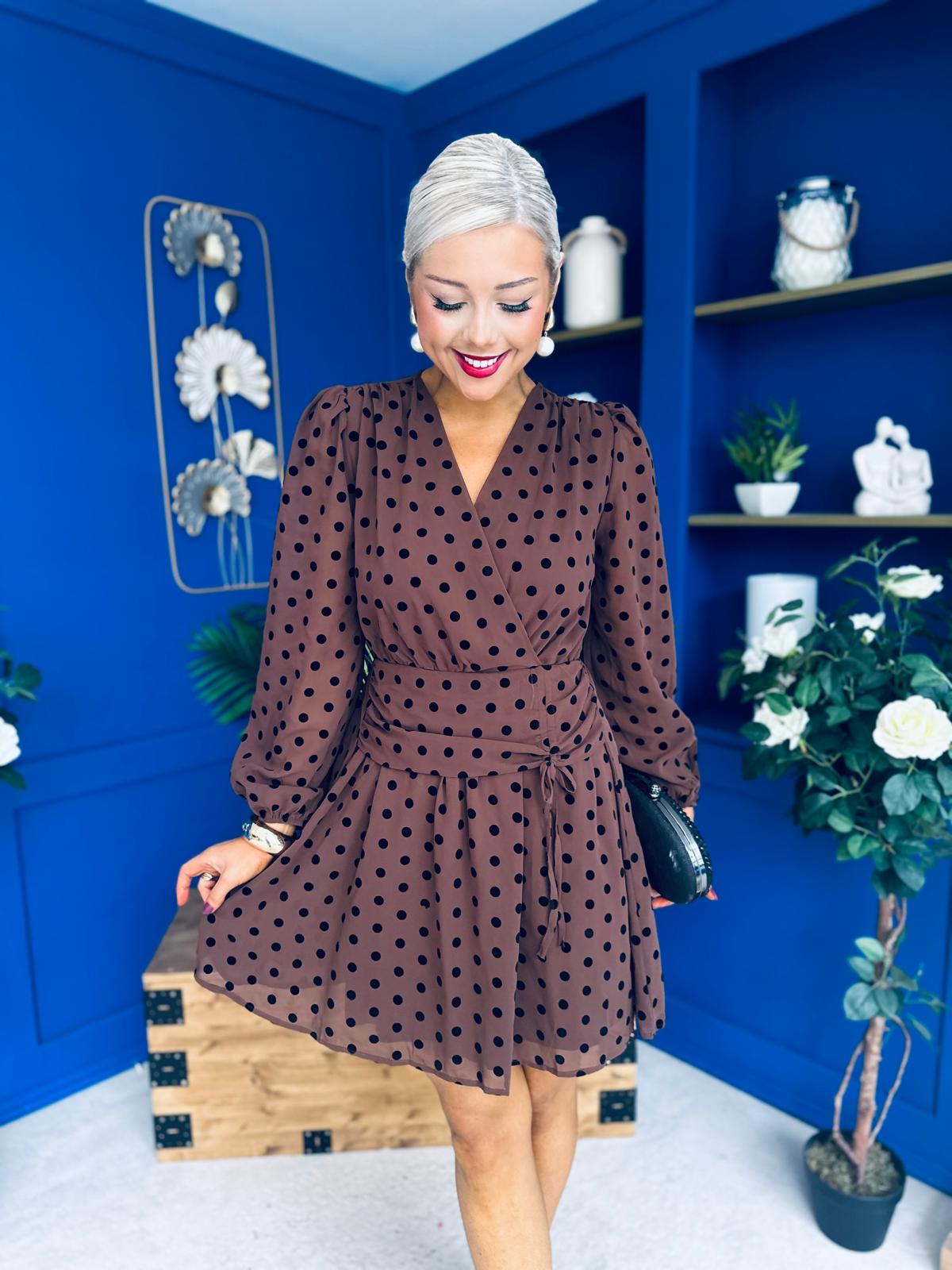 Karen Banded Mini Dress Polka Coco