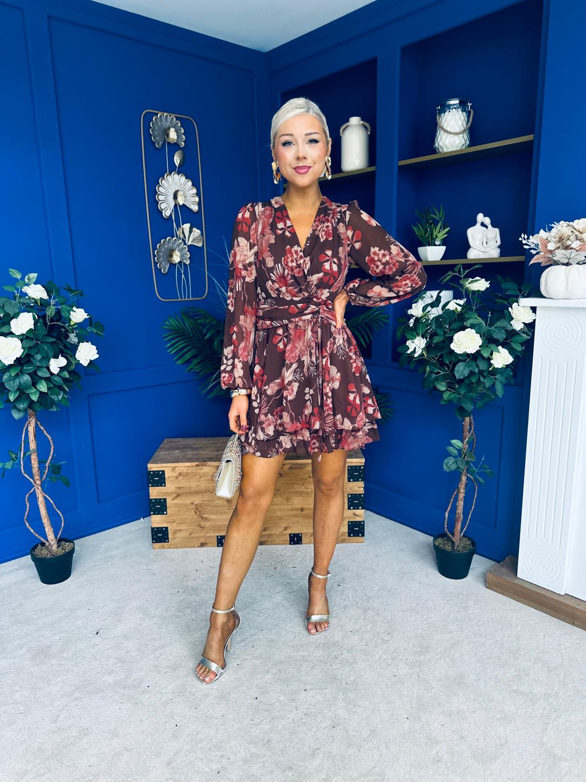 Melissa Banded Mini Dress Floral Coco