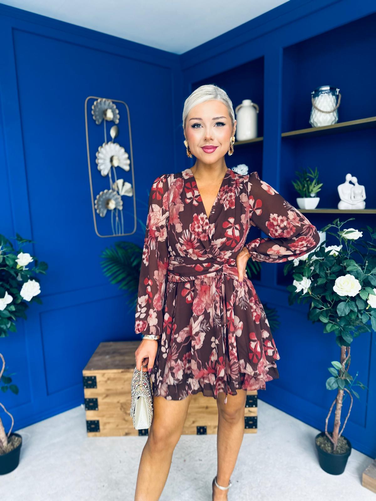 Melissa Banded Mini Dress Floral Coco