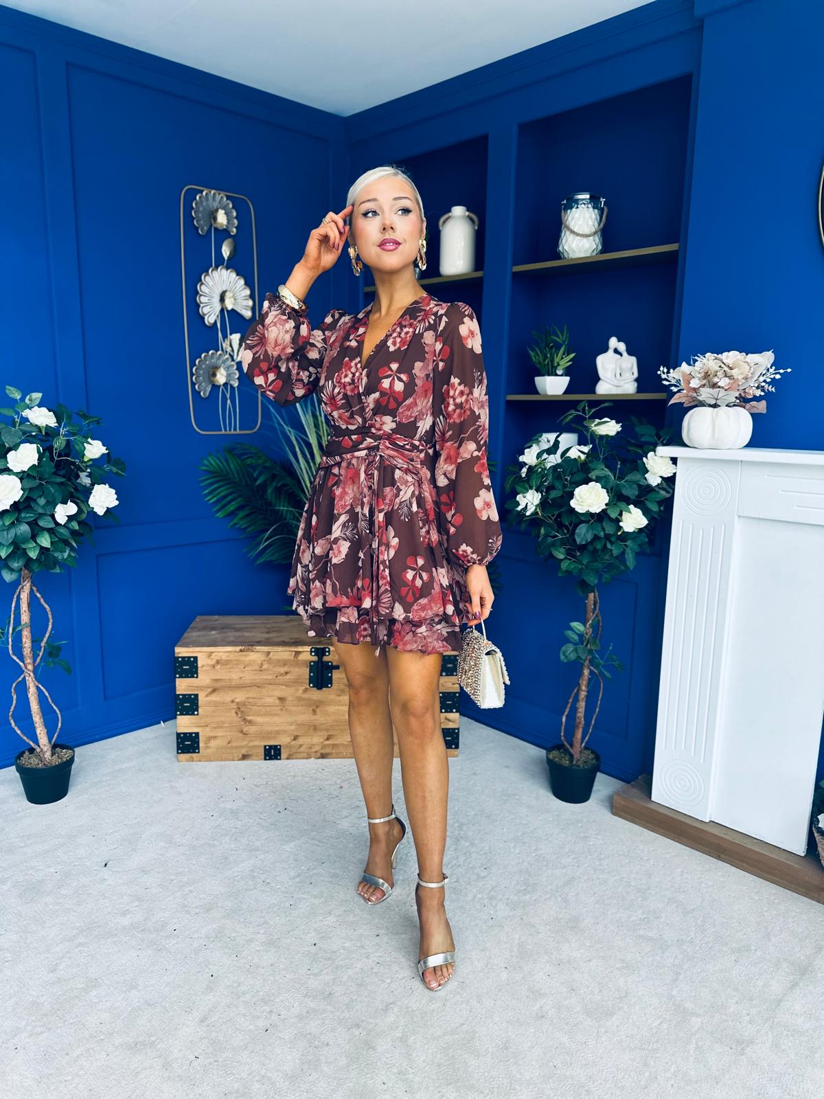 Melissa Banded Mini Dress Floral Coco