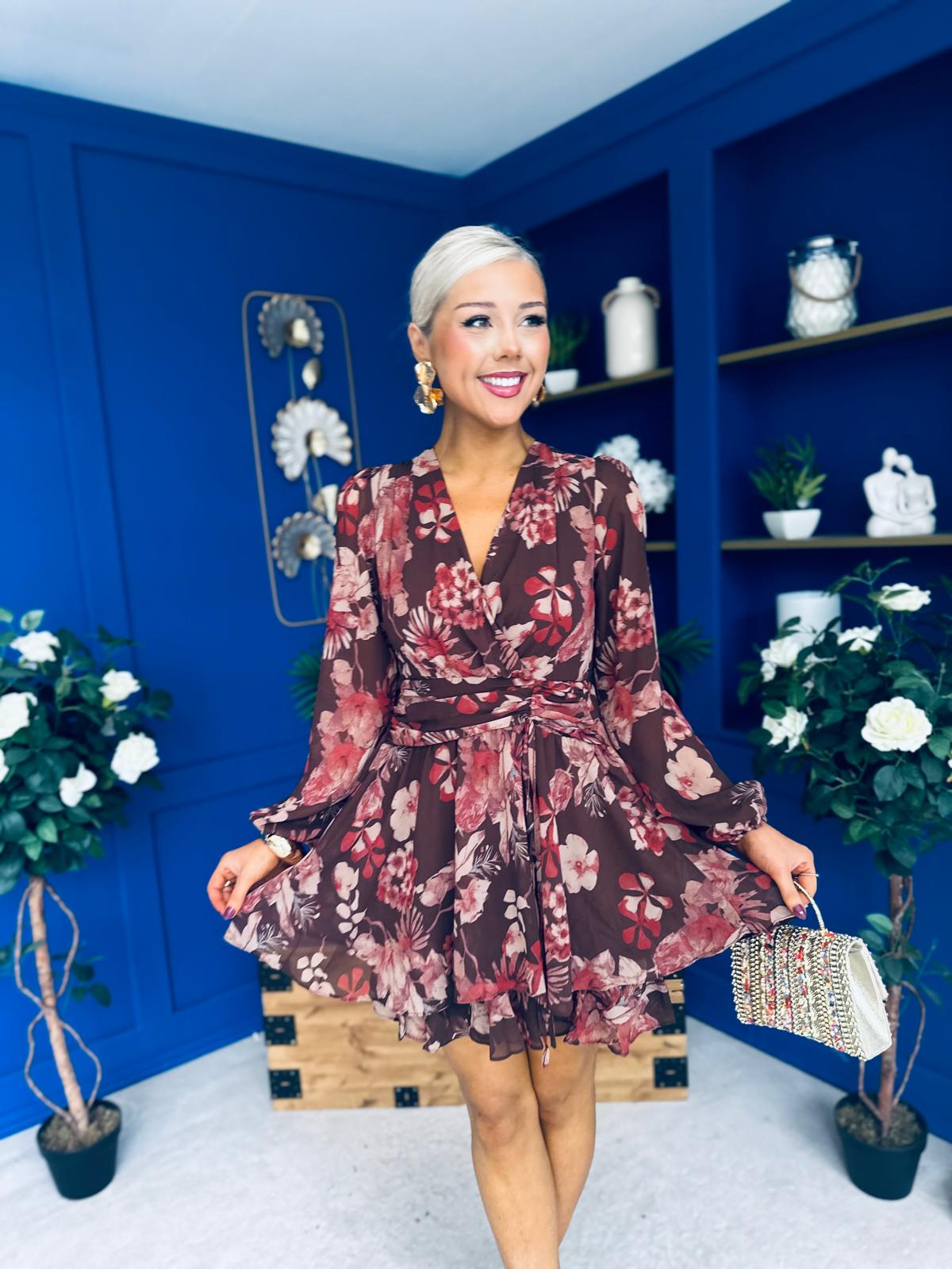 Melissa Banded Mini Dress Floral Coco