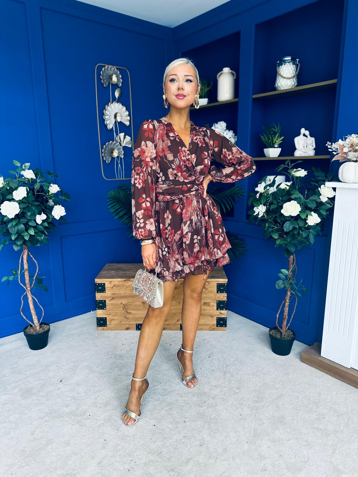 Melissa Banded Mini Dress Floral Coco