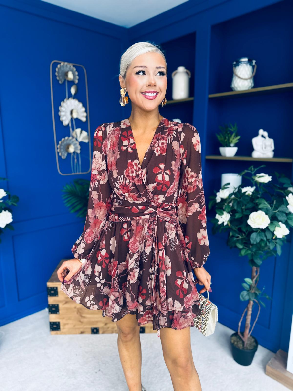 Melissa Banded Mini Dress Floral Coco