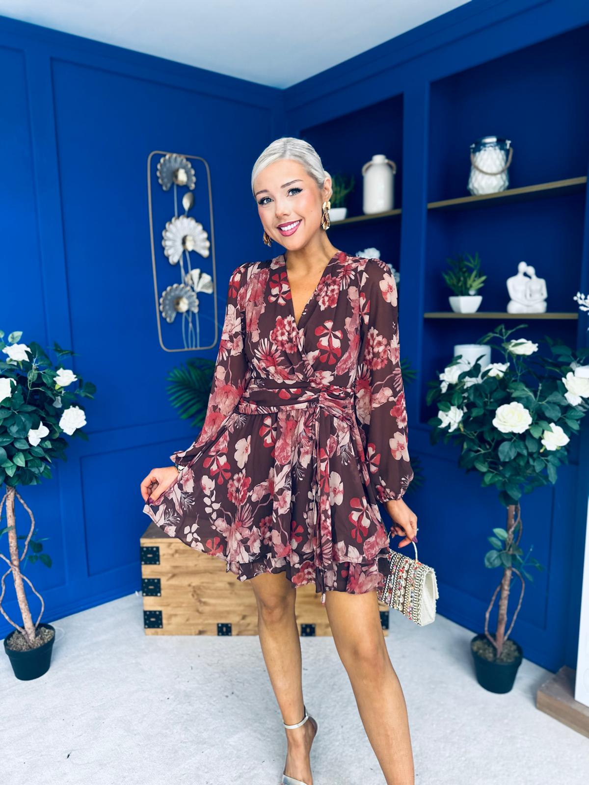 Melissa Banded Mini Dress Floral Coco