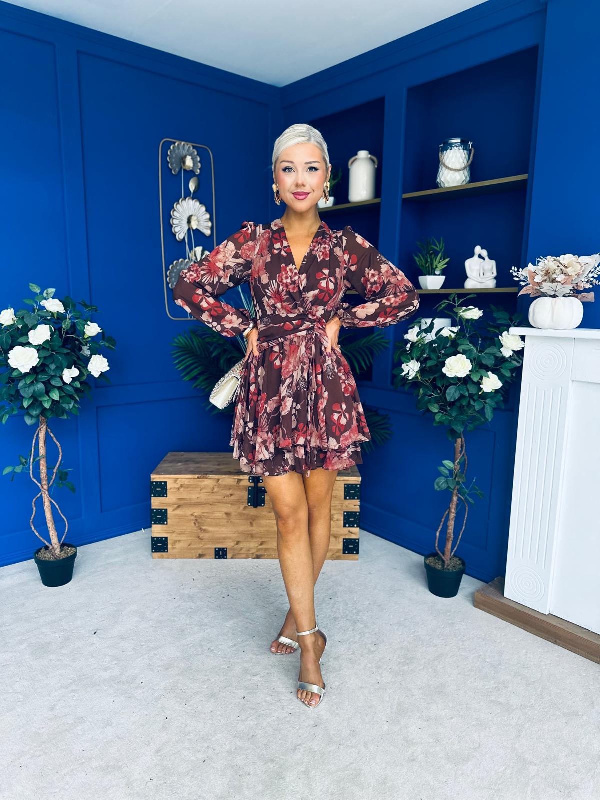 Melissa Banded Mini Dress Floral Coco