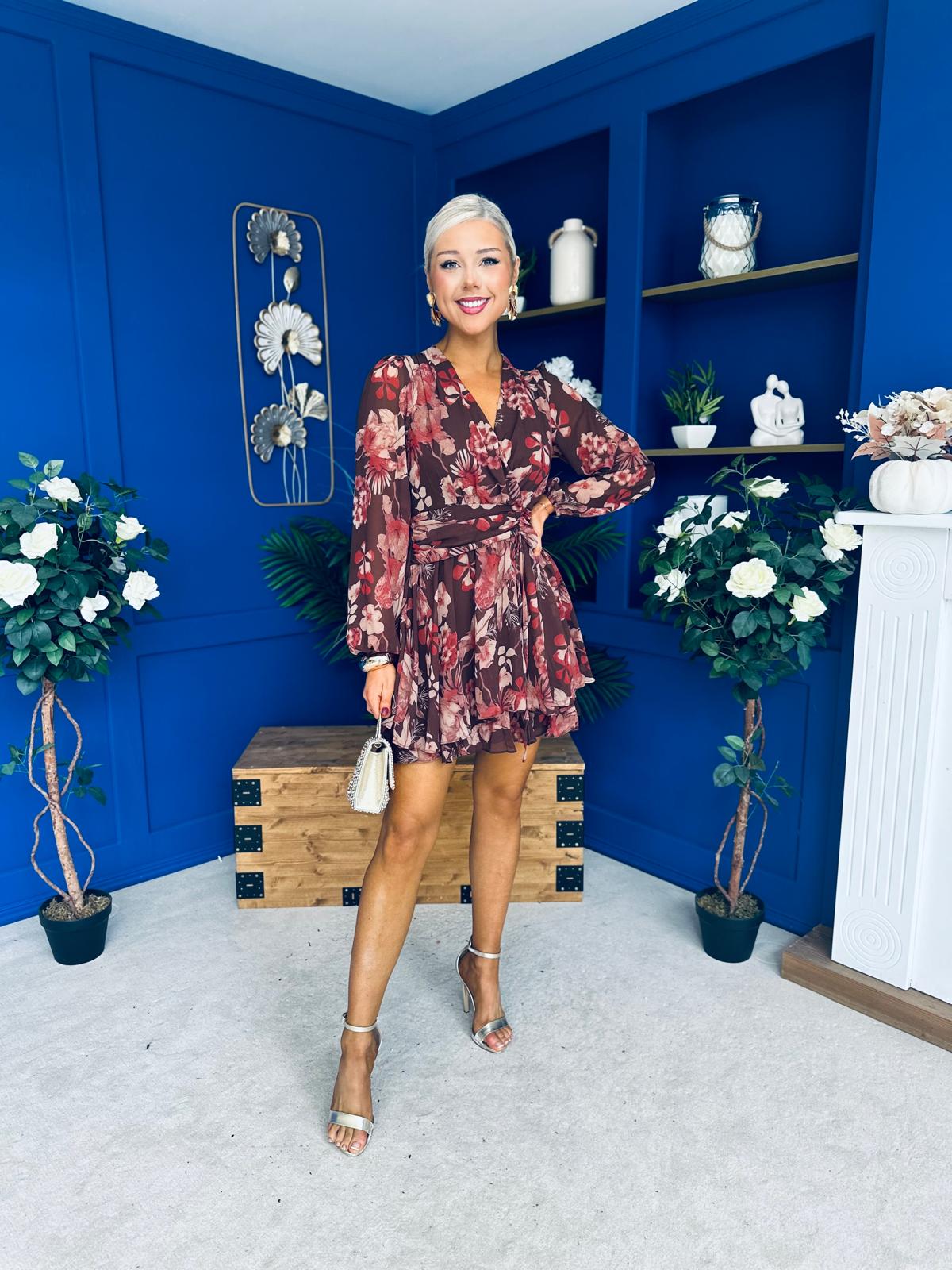 Melissa Banded Mini Dress Floral Coco