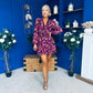 Melissa Banded Mini Dress Floral Violet