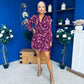 Melissa Banded Mini Dress Floral Violet