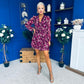 Melissa Banded Mini Dress Floral Violet