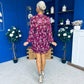 Melissa Banded Mini Dress Floral Violet