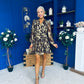 Helena Metallic Leaf Mini Dress Coco Pre Order 3 Oct