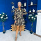 Helena Metallic Leaf Mini Dress Coco Pre Order 3 Oct