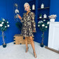 Helena Metallic Leaf Mini Dress Coco Pre Order 3 Oct