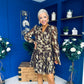 Helena Metallic Leaf Mini Dress Coco Pre Order 3 Oct